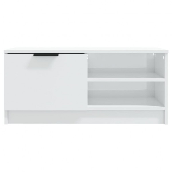 Mueble de TV madera contrachapada blanco brillante 80x35x36.5cm M 5