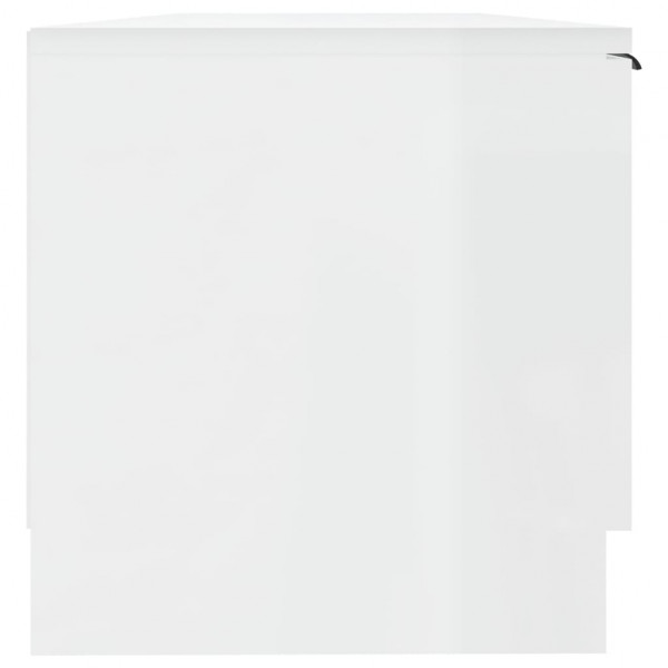 Mueble de TV madera contrachapada blanco brillo 102x35x36.5 cm M 5