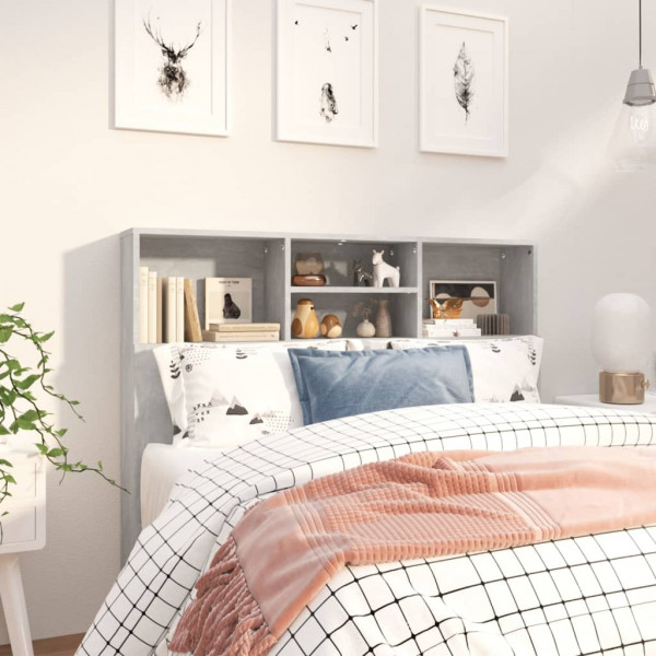 Mueble cabecero gris hormigón 120x19x103.5 cm D