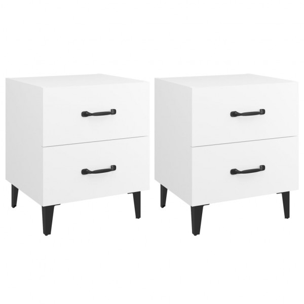 Mesas de cabeceira 2 pcs 40x35x47.5 cm cor branco M 2