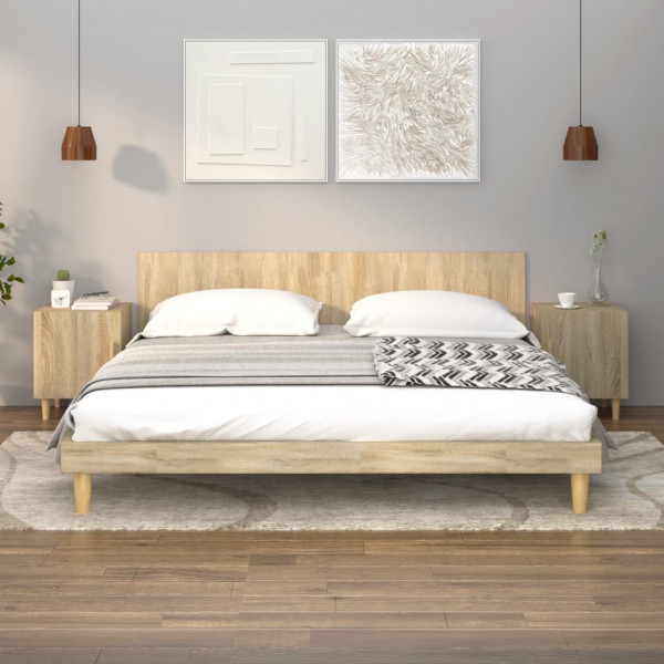 Mesitas de noche 2 uds madera contrachapada color roble Sonoma D