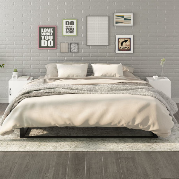 Mesitas de noche 2 unidades madera contrachapada blanca D