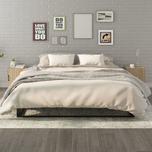 Mesitas de noche 2 uds madera contrachapada color roble Sonoma D