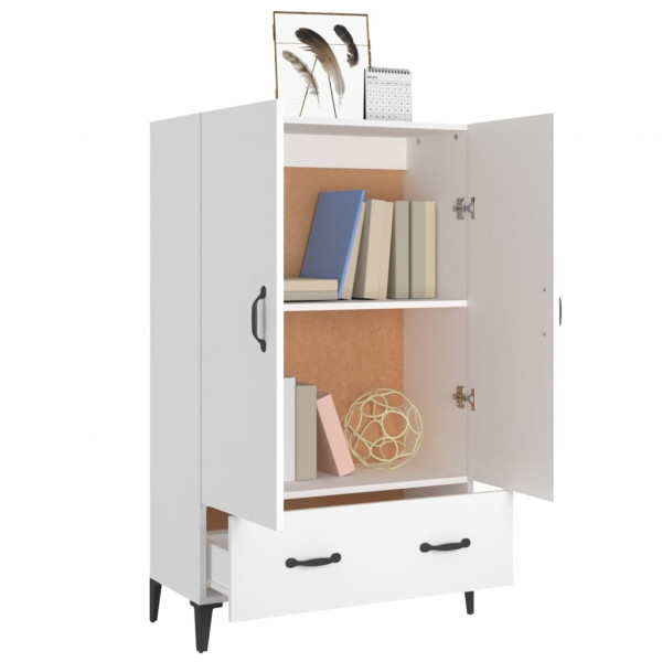 Aparador de madera contrachapada blanco 70x31x115 cm M 4