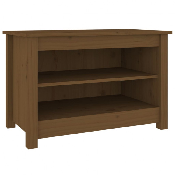 Banco zapatero madera maciza de pino marrón miel 70x38x45.5cm M 2
