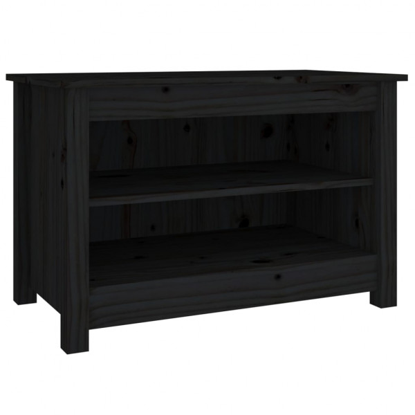 Banco zapatero madera de pino maciza negro 70x38x45.5 cm M 2