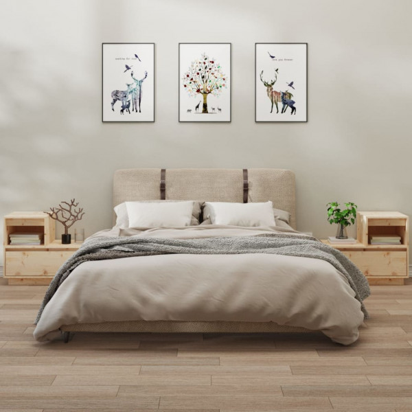 Mesitas de noche 2 uds madera maciza de pino 60x34x51 cm M 3