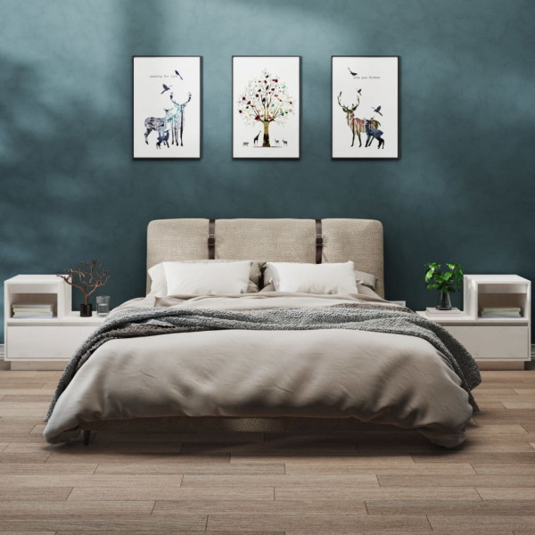 Mesitas de noche 2 uds madera maciza de pino blanco 60x34x51 cm D