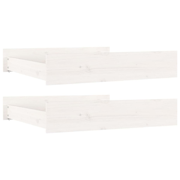 Gavetas de cama 2 pcs madeira de pinho maciça branco M 2