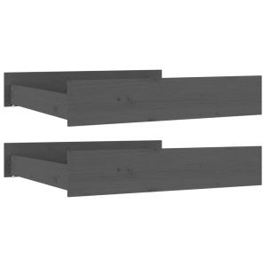 Gavetas de cama 2 pcs madeira de pinho maciça cinzento H