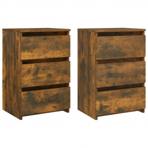 Mesas cabeceira 2pcs 40x35x62.5cm madeira proc. carvalho fumado H