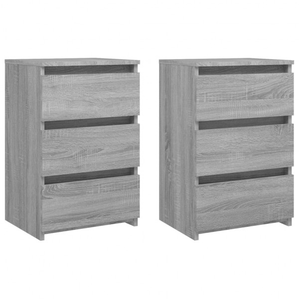 Mesas cabeceira 2 pcs 40x35x62.5 cm madeira proc. sonoma cinza M 2