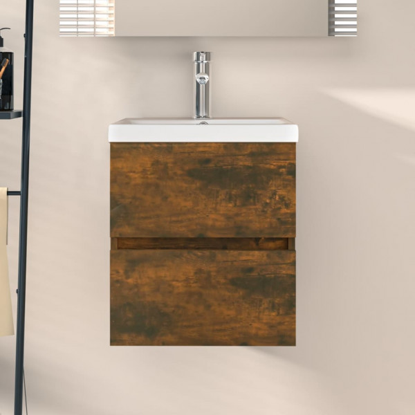 Mueble de lavabo contrachapado roble ahumado 41x38.5x45 cm D