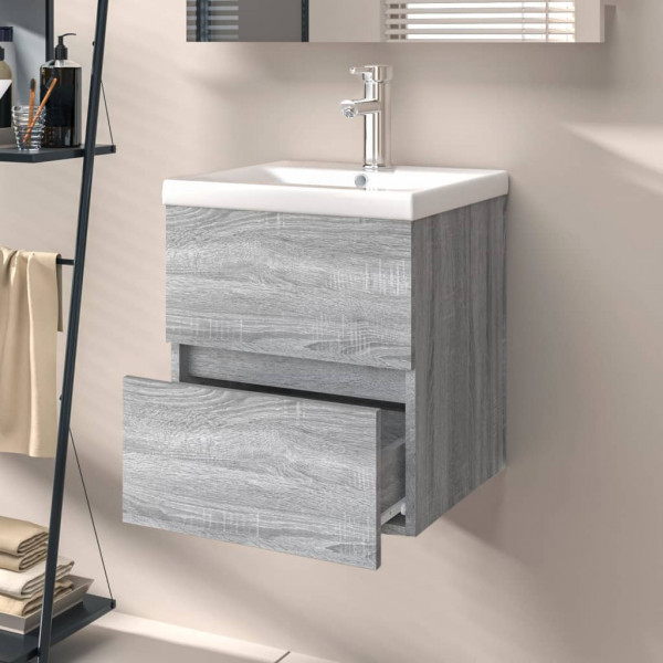 Mueble de lavabo madera contrachapada gris Sonoma 41x38.5x45 cm M 3