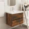 Mueble de lavabo contrachapado roble ahumado 60x38.5x45 cm 1