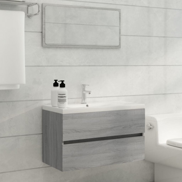 Mueble de lavabo madera contrachapada gris Sonoma 80x38.5x45cm M 3