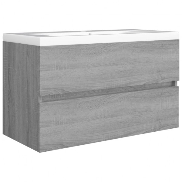 Mueble de lavabo madera contrachapada gris Sonoma 80x38.5x45cm M 5
