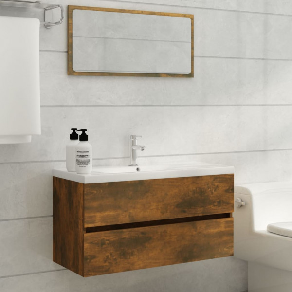 Mueble lavabo madera contrachapada roble ahumado 90x38.5x45cm M 3