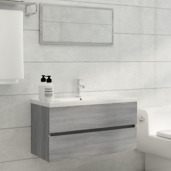 Mueble de lavabo madera contrachapada gris Sonoma 90x38.5x45cm M 3