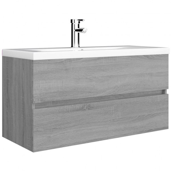 Mueble de lavabo madera contrachapada gris Sonoma 90x38.5x45cm M 4