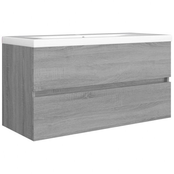 Mueble de lavabo madera contrachapada gris Sonoma 90x38.5x45cm M 5