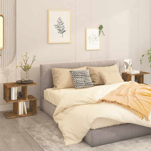 Mesitas de noche 2 uds contrachapada roble ahumado 50x30x51.5cm D