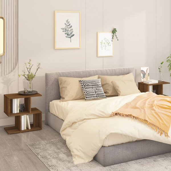 Mesitas de noche 2 uds contrachapada marrón roble 50x30x51.5cm D