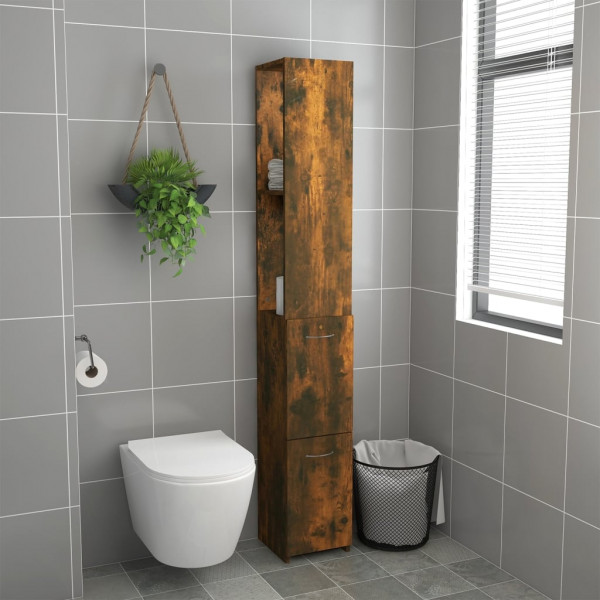 Armario baño madera contrachapada roble ahumado 25x26.5x170 cm M 3