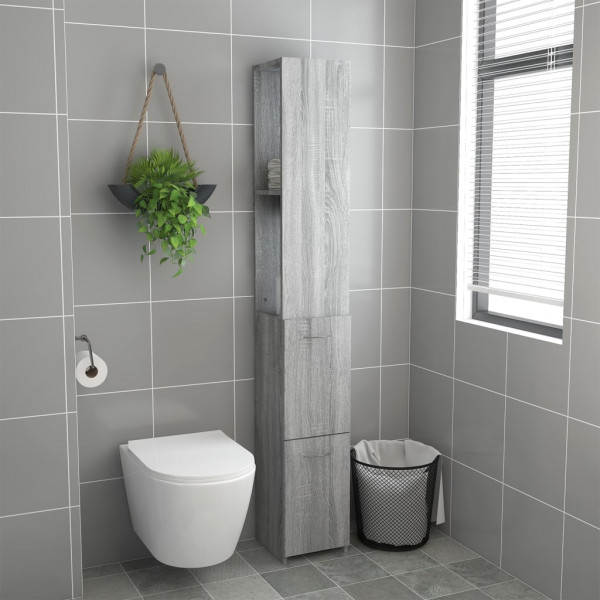 Mueble de baño madera de ingeniería gris Sonoma 25x26.5x170 cm M 3