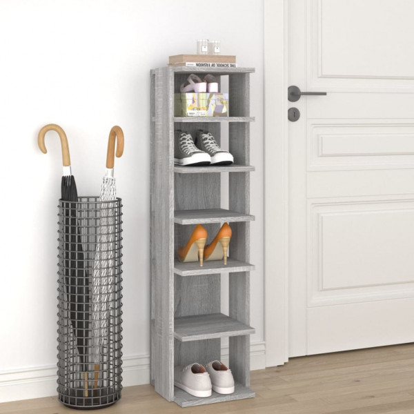 Mueble zapatero madera contrachapada gris Sonoma 27.5x27x102 cm D