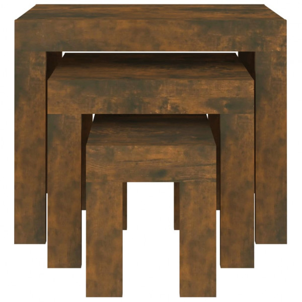 Mesas de encastrar 3 pcs derivados de madeira carvalho fumado M 4