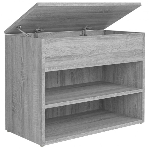 Banco zapatero madera contrachapada gris Sonoma 60x30x45 cm M 2