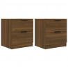 Mesitas de noche 2 uds madera contrachapada color roble marrón 2