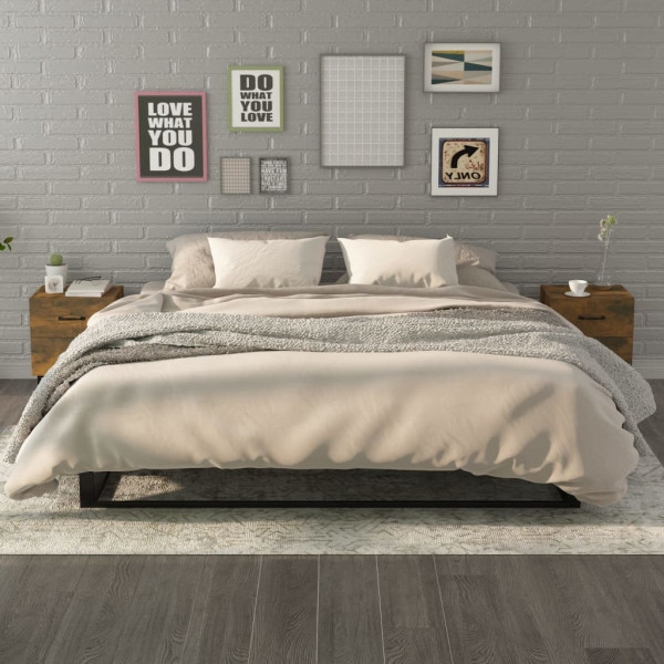 Mesitas de noche 2 unidades color roble ahumado 40x35x47.5 cm D