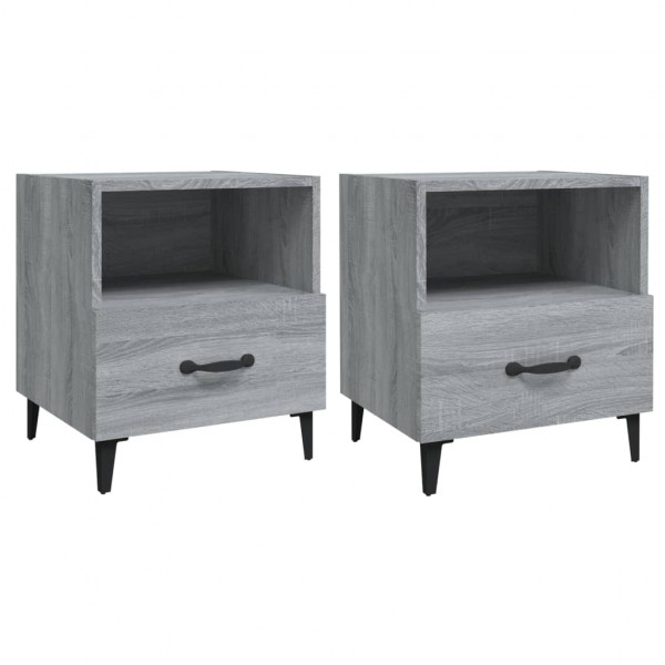 Mesa de cabeceira 2 pcs derivados de madeira cinzento sonoma M 2