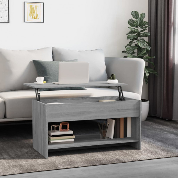 Mesa de centro madera contrachapada gris Sonoma 102x50x52.5 cm D