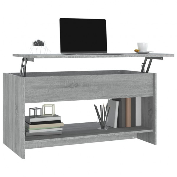 Mesa de centro madera contrachapada gris Sonoma 102x50x52.5 cm M 4