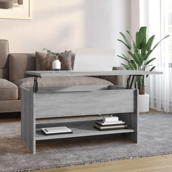 Mesa de centro madera contrachapada gris Sonoma 80x50x40 cm D