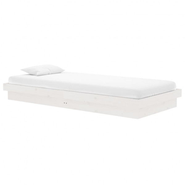 Estrutura de cama 90x200 cm madeira maciça branco M 2