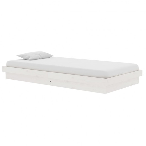 Estrutura de cama 100x200 cm madeira maciça branco M 3