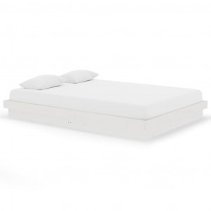 Estructura de cama madera maciza blanca 140x200 cm H