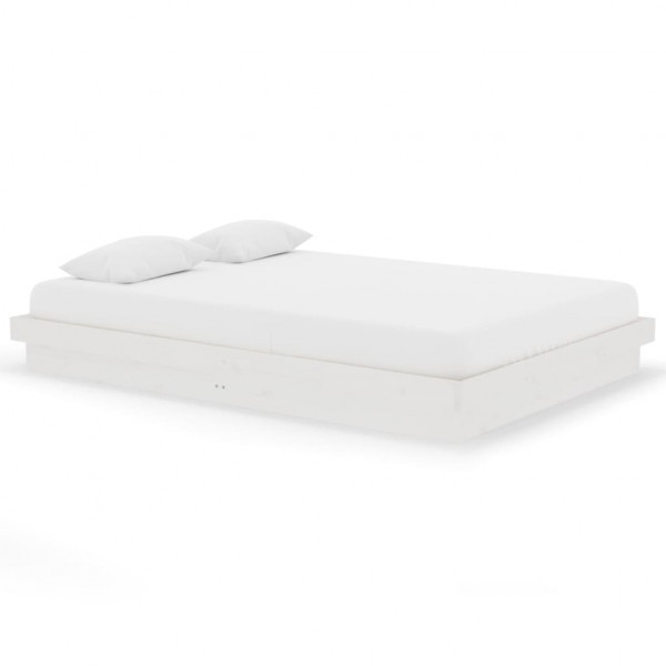 Estructura de cama madera maciza blanca 140x200 cm M 2