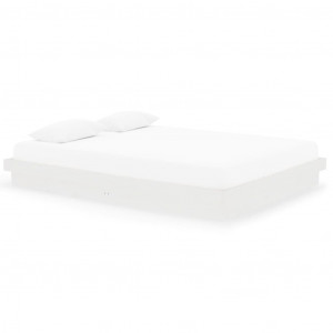 Estructura de cama madera maciza blanca King Size 150x200 cm H