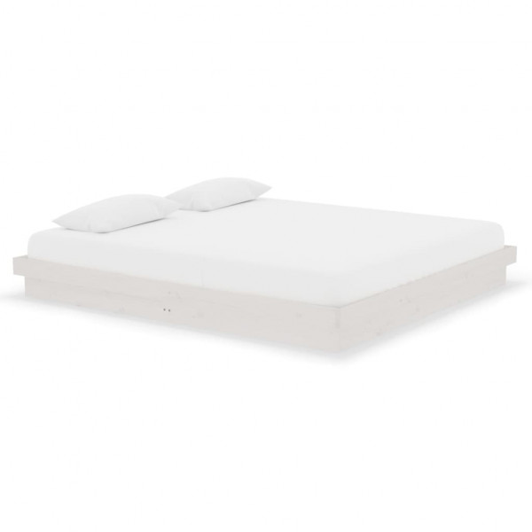 Estrutura de cama super king pinho maciço 180x200 cm branco M 2