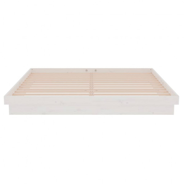 Estrutura de cama super king pinho maciço 180x200 cm branco M 5