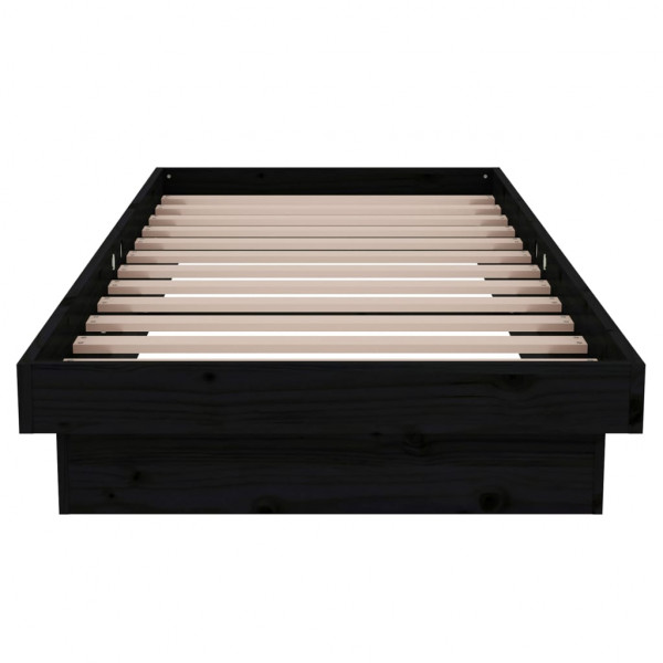 Estrutura cama pequena solteiro 75x190 cm madeira maciça preto M 5