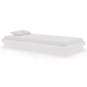 Estrutura de cama solteiro 90x190 cm madeira maciça branco H