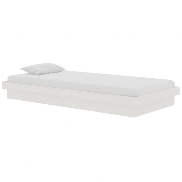 Estructura de cama individual madera maciza blanca 90x190 cm M 3