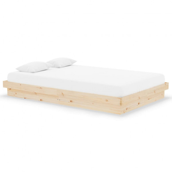 Estructura de cama doble pequeña madera maciza 120x190 cm M 2