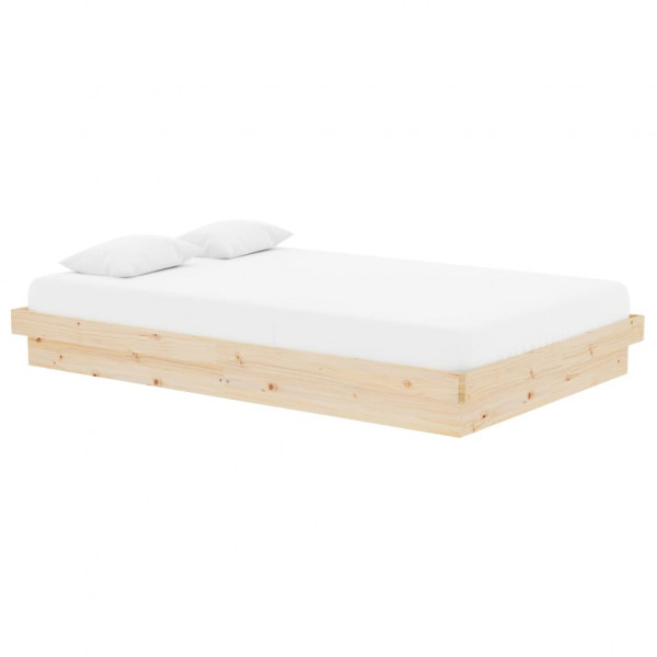 Estructura de cama doble pequeña madera maciza 120x190 cm M 3